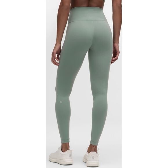 Lululemon Wunder Under Train high rise 28" crater blue size 6 draw string green - Picture 2 of 10
